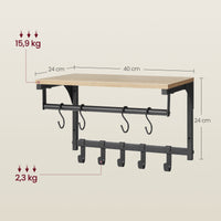 Mensola sospesa a parete VALORA con ganci - Sonoma LCR103B11
