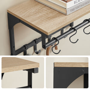 Mensola sospesa a parete VALORA con ganci - Sonoma LCR103B11