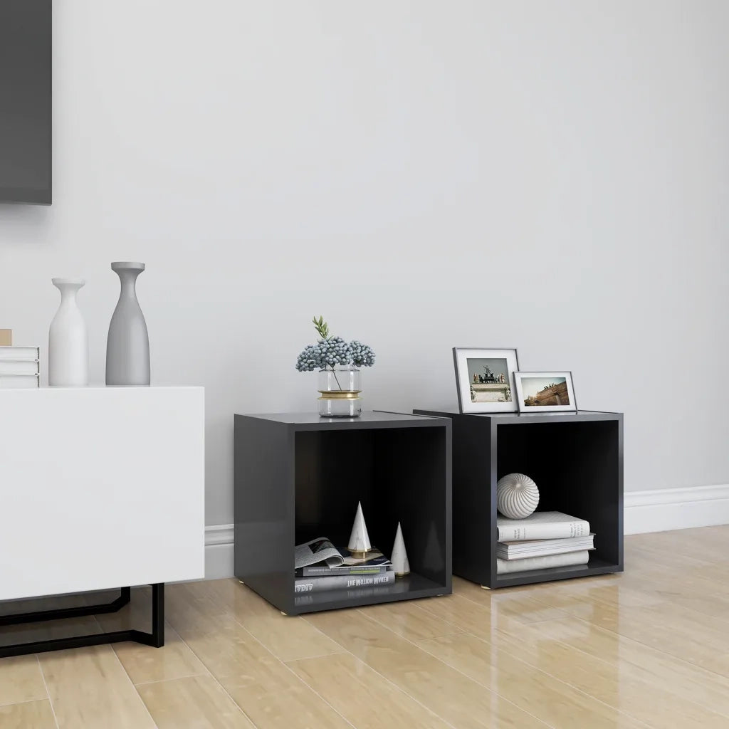 Mobili Porta TV 2 pz Grigi 37x35x37 cm in Legno Multistrato 805505