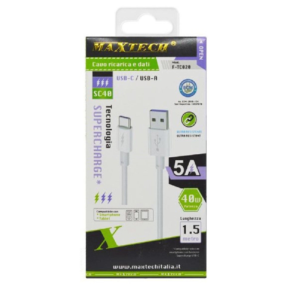 Trade Shop - Cavo Usb Type-c 5a 1.5 Metri Dati Ricarica Rapida Per Smartphone Tablet F-tc020 -