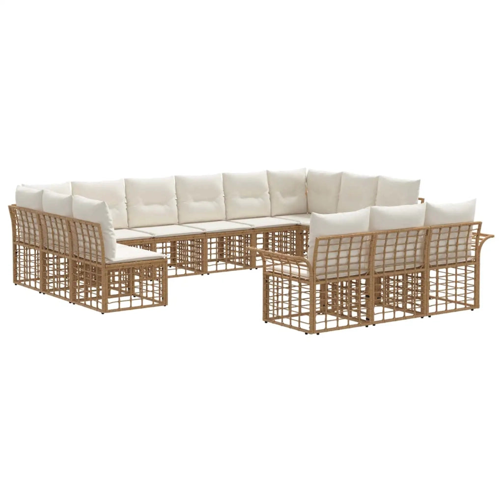 Set di divani da esterno 13 pcs Naturale e Bianco Crema