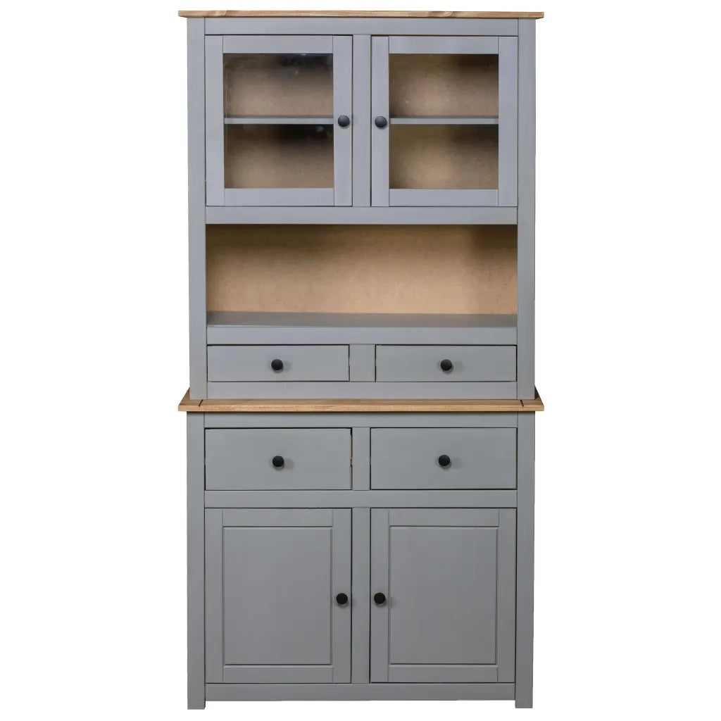 Credenza Grigia 93x40,5x180 cm in Legno Massello di Pino Panama cod mxl 47916