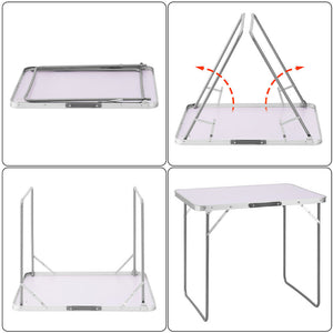 Tavolo Campeggio Picnic Alluminio 60x80x68 cm Pieghevole Maniglia per Trasporto