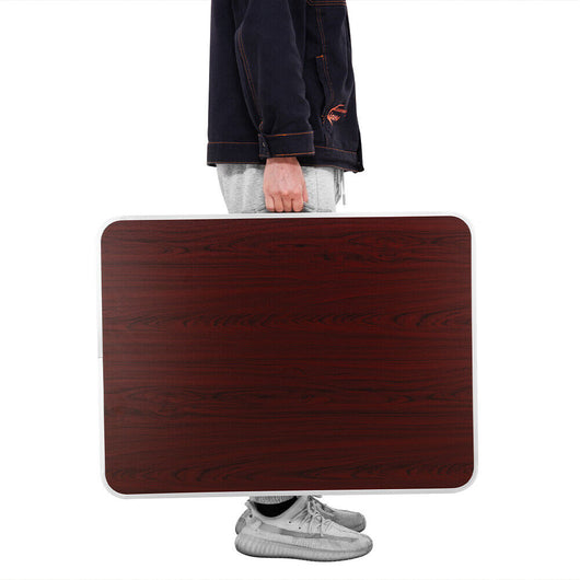 Tavolo Campeggio Picnic con Maniglia Effetto Legno 60x80x68cm Pieghevole Esterni