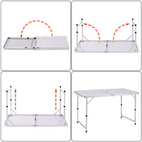 Tavolo Campeggio Picnic Pieghevole con Maniglia per Trasporto Altezza Regolabile