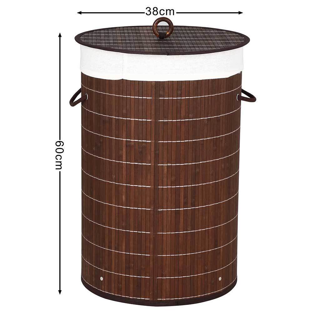 Cesto Biancheria Sporca Pieghevole in Bambu e Tessuto Portabiancheria Marrone