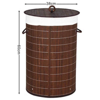 Cesto Biancheria Sporca Pieghevole in Bambu e Tessuto Portabiancheria Marrone