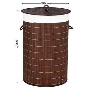 Cesto Biancheria Sporca Pieghevole in Bambu e Tessuto Portabiancheria Marrone