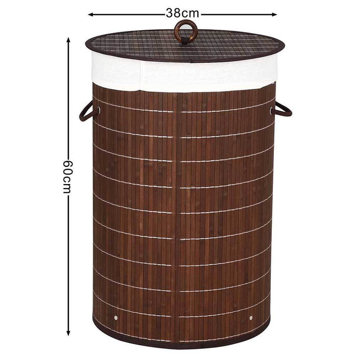 Cesto Biancheria Sporca Pieghevole in Bambu e Tessuto Portabiancheria Marrone