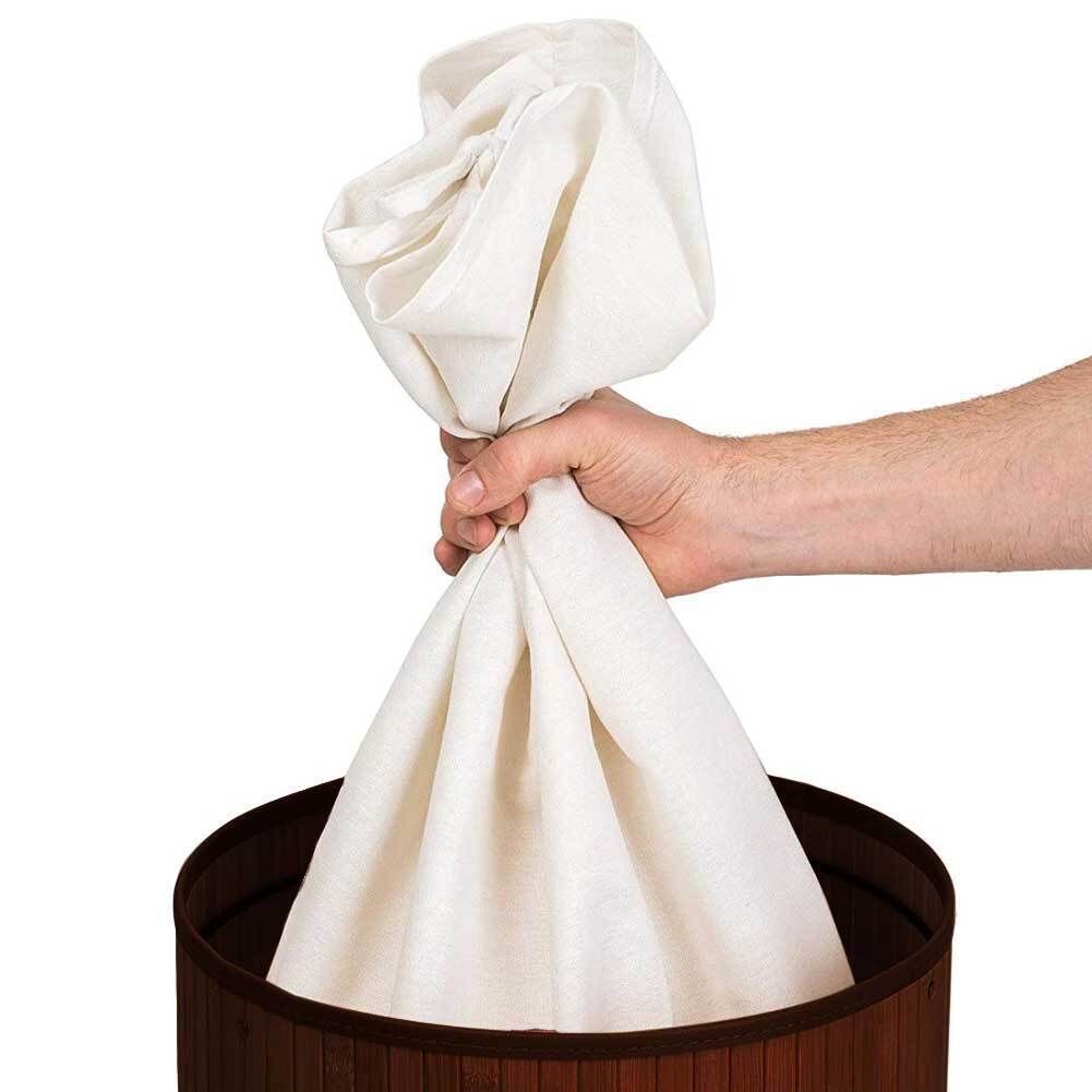 Cesto Biancheria Sporca Pieghevole in Bambu e Tessuto Portabiancheria Marrone