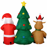 GONFIABILE ALBERO NATALIZIO BABBO NATALE E RENNA LUCI A LED 150CM AUTOGONFIABILE