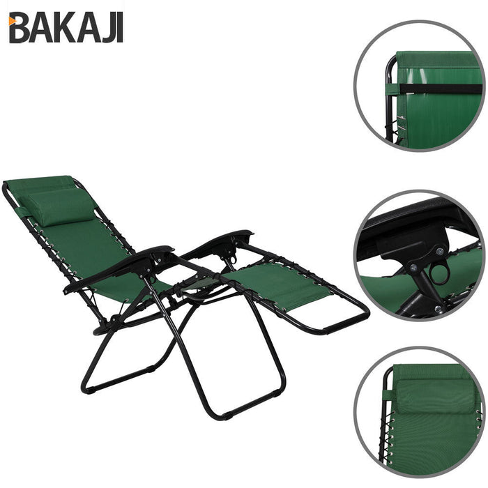 Sedia da Giardino Poltrona Relax Pieghevole Gravita Zero Acciaio Oxford Verde