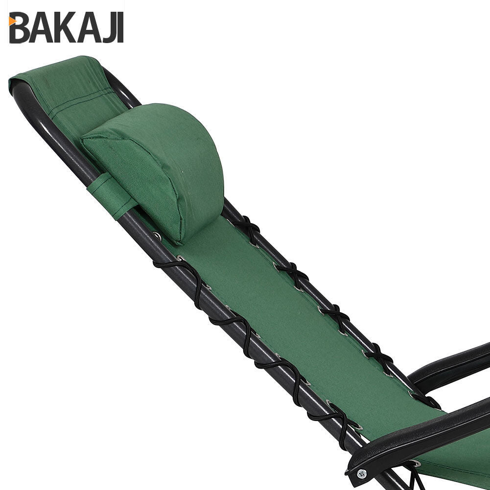 Sedia da Giardino Poltrona Relax Pieghevole Gravita Zero Acciaio Oxford Verde