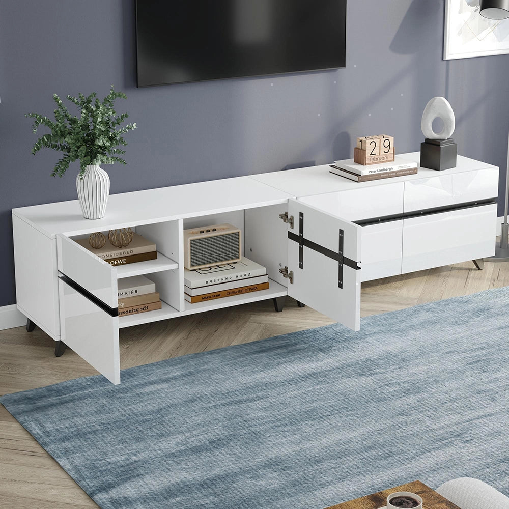 Mobile TV 180x40x49cm - Xylo - 4 Ante Regolabili, 8 Piedi, Carico 52kg, fino a 80"