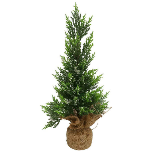 Albero di natale 55cm Alberello Pino con Base Sacco Iuta Decorazione Natalizia