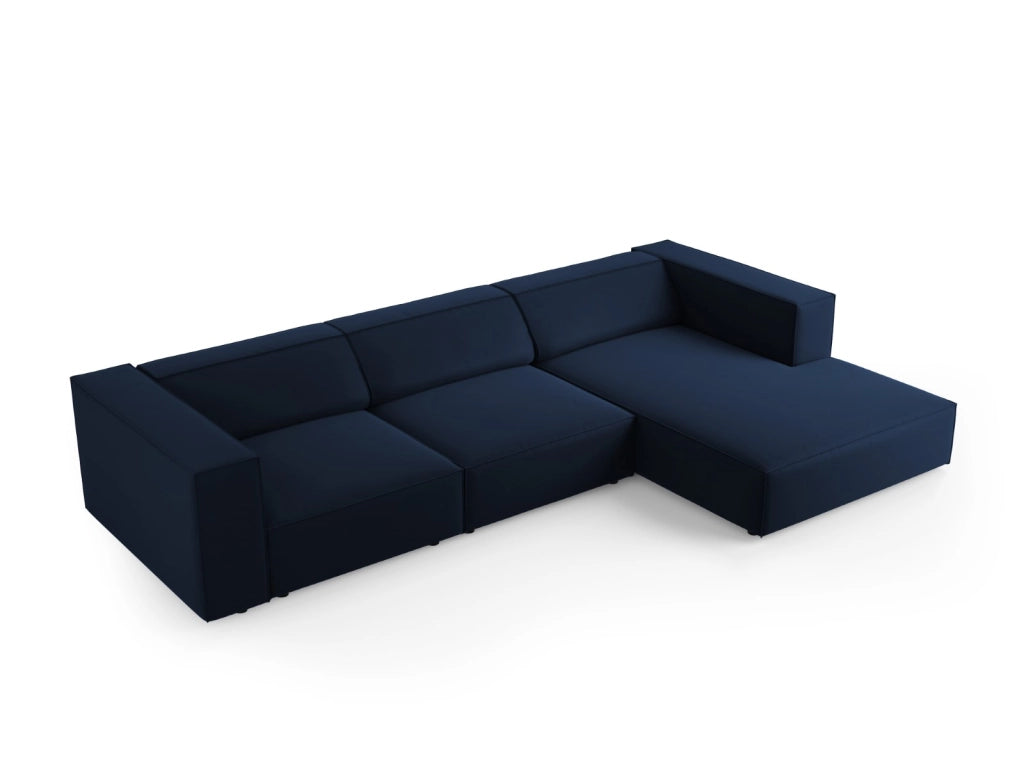 Cosmopolitan Design - Divano angolare destro "Arendal" 4 posti in velluto blu reale 
