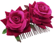 Set di pettini per capelli da 2 pezzi - Pettine a rose - Pettine a fiori di seta - Capigliatura - Accessorio di sposa - Pettine floreali - Pettine a fiori di carta