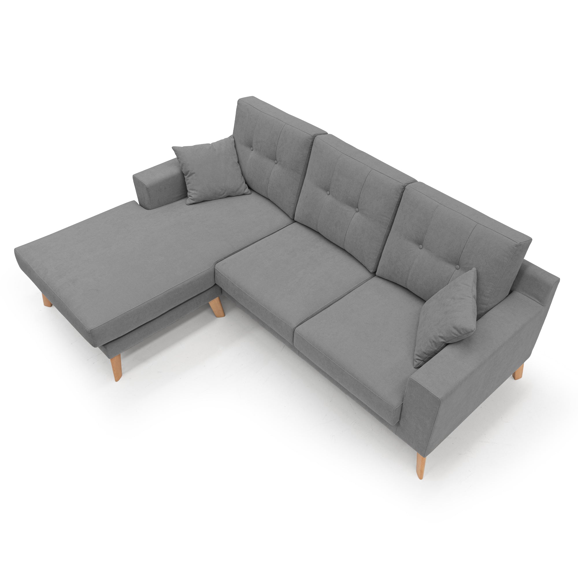 Danish Divano angolare REVERSIBILE in tessuto morbido impermeabile T02 237 cm grigio