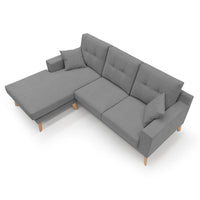 Danish Divano angolare REVERSIBILE in tessuto morbido impermeabile T02 237 cm grigio