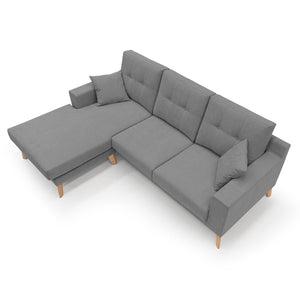 Danish Divano angolare REVERSIBILE in tessuto morbido impermeabile T02 237 cm grigio