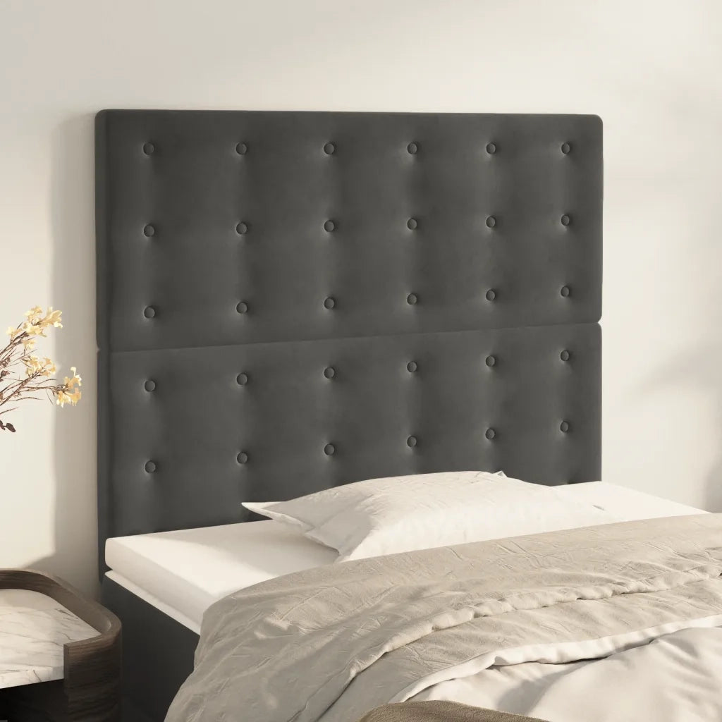 Testiere 2 pz Grigio Scuro 100x5x78/88 cm in Velluto