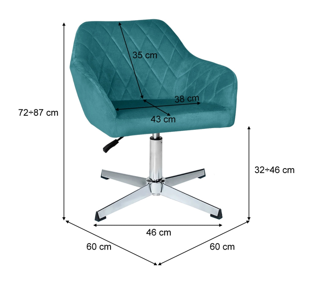 Poltrona ufficio regolabile in altezza in velluto verde petrolio - Louise - PL26LOPM