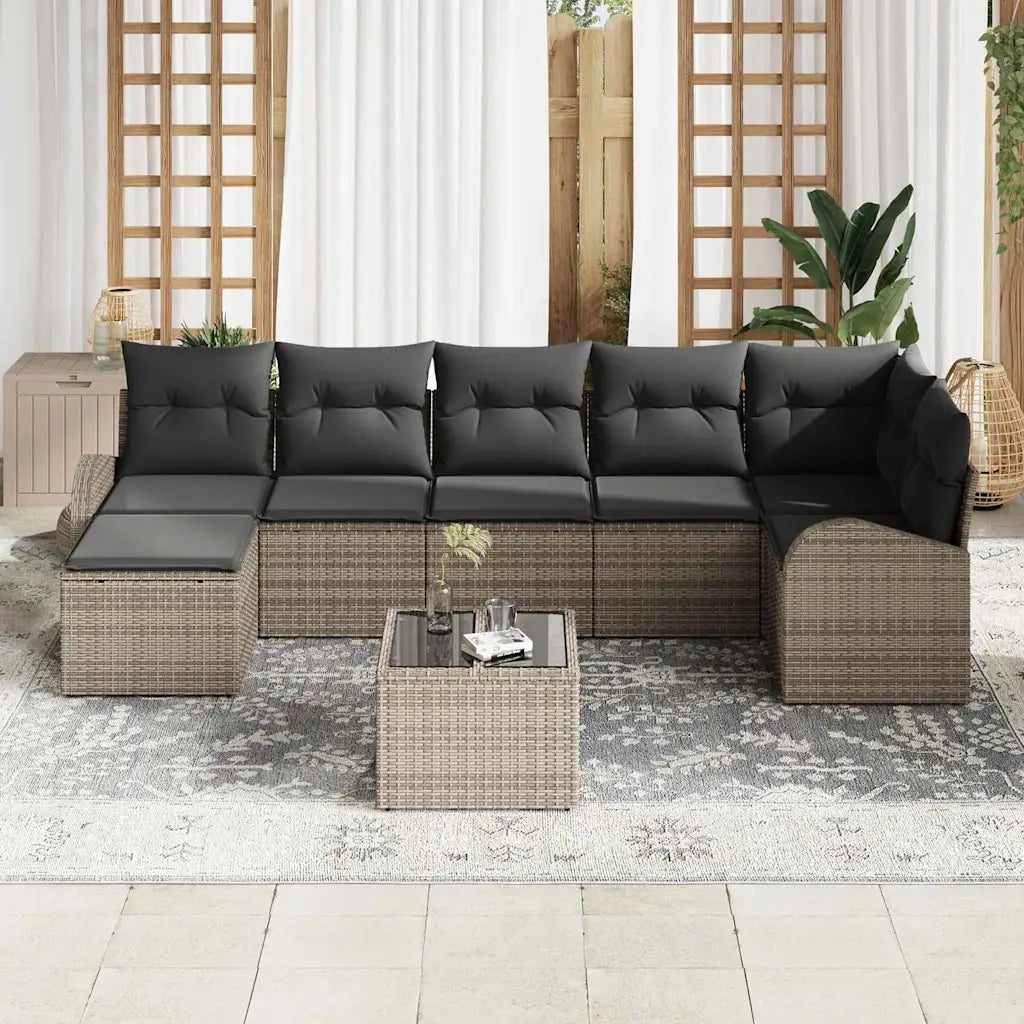 Set Divano da Giardino con cuscino 8 pcs Grigio Poly Rattan 3346139