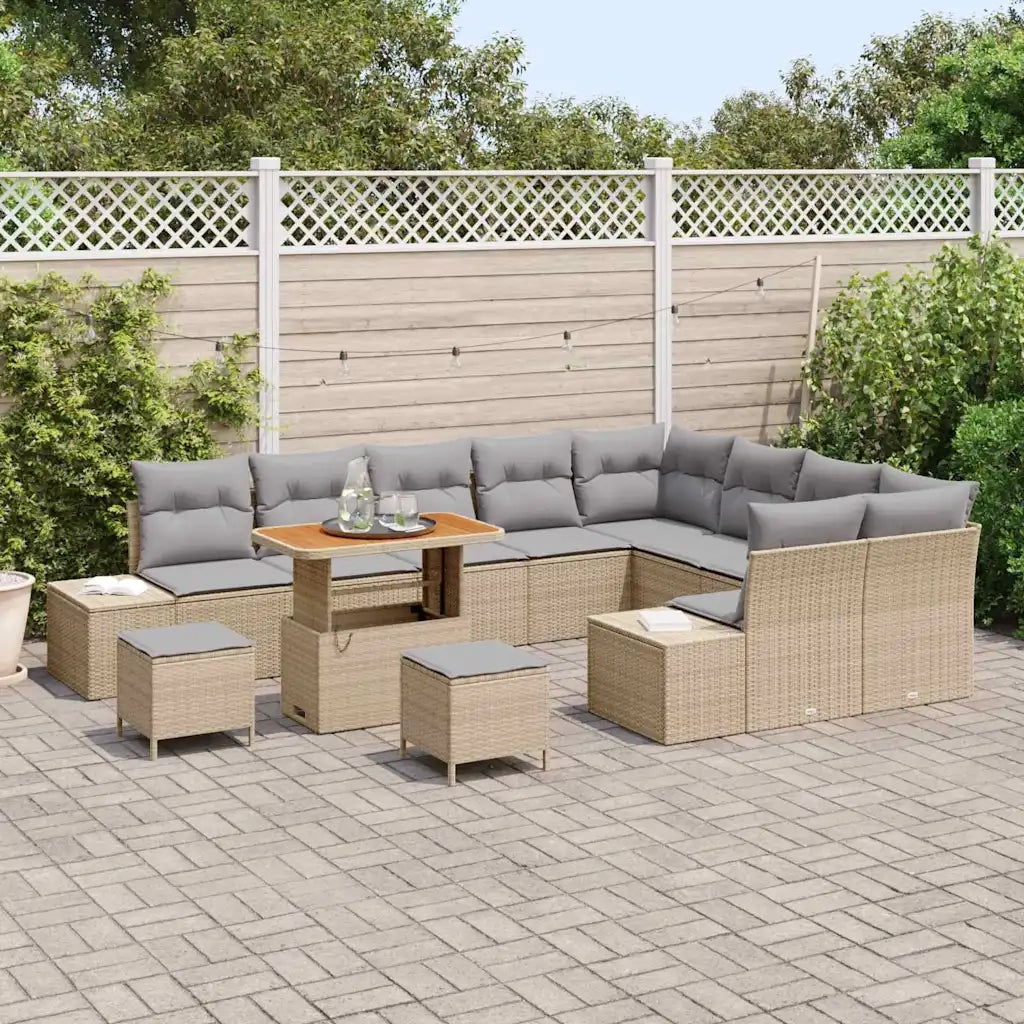 Set Divano da Giardino con cuscino 12 pcs Beige polyrattan 3362827