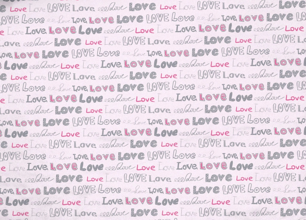 Copripiumino Sacco Piumone Pensieri Delicati 100% Cotone Disegno Love Love - Matrimoniale - Rosa