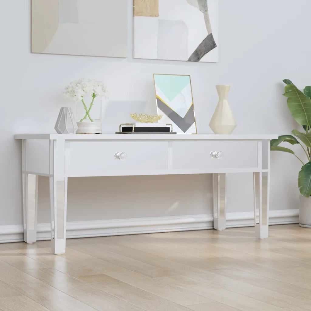 Tavolino Salotto a Specchio 106x45x45cm Legno Multistrato Vetro 348528