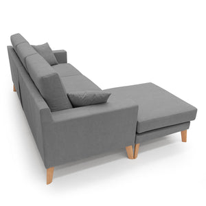 Danish Divano angolare REVERSIBILE in tessuto morbido impermeabile T02 237 cm grigio