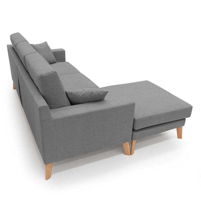 Danish Divano angolare REVERSIBILE in tessuto morbido impermeabile T02 237 cm grigio
