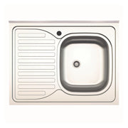 Lavello cucina da appoggio 80x60 una vasca con gocciolatoio sinistro inox SA30SX
