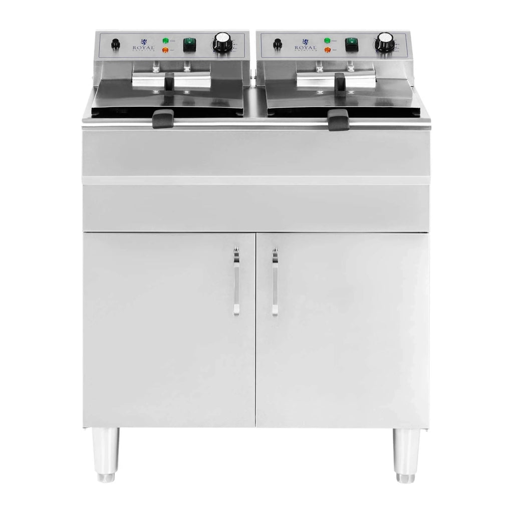 Friggitrice elettrica doppia 26 litri 10.000 watt rubinetto zona fredda mobile professionale in acciaio inox 14_0003983