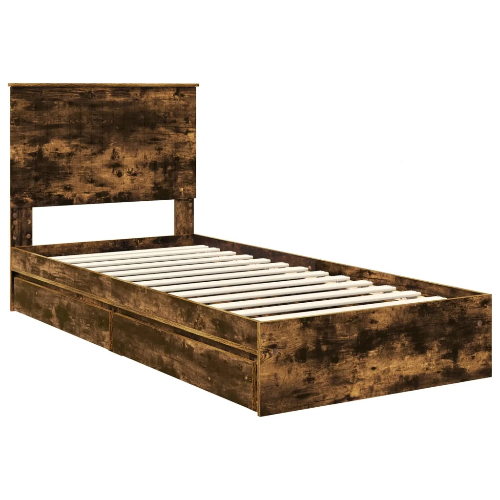 Letto con Contenitore Rovere fumé 90 x 190 cm Legno multistrato 3411254