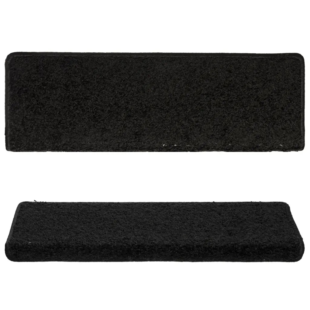 Tappetini per scale 15 pz 65x21x4 cm Nero Bordo rettangolare 134576