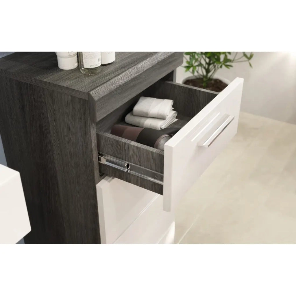 Mobile basso SCOTT – 1 anta e 1 cassetto – Grigio scuro e bianco – 37x88x31 cm
