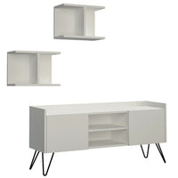 Parete Attrezzata Mobile Mobiletto TV Moderno con 2 Mensole in Legno MDF Bianco