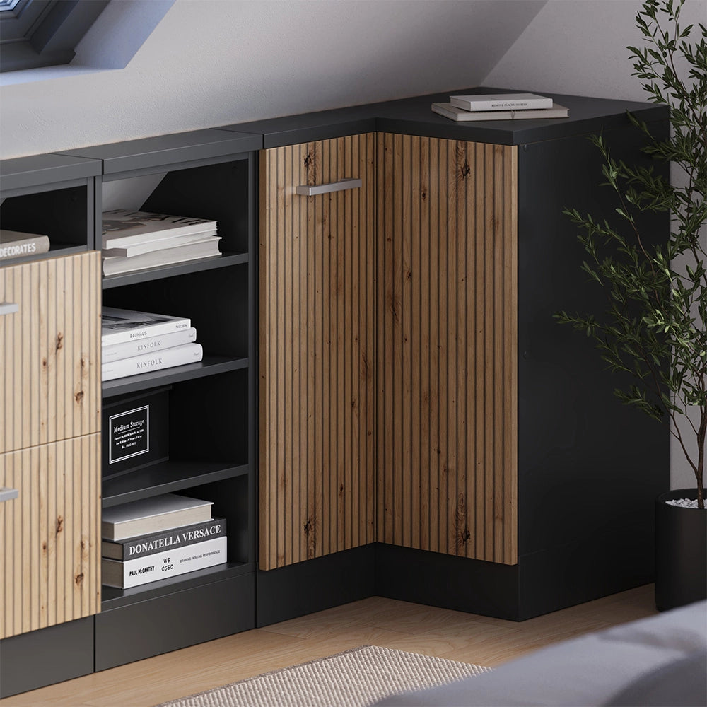Mobile sottotetto Mobile angolare Rion Rovere artigianale/Antracite 75.6 x 83.8 cm con 1 porta Vicco