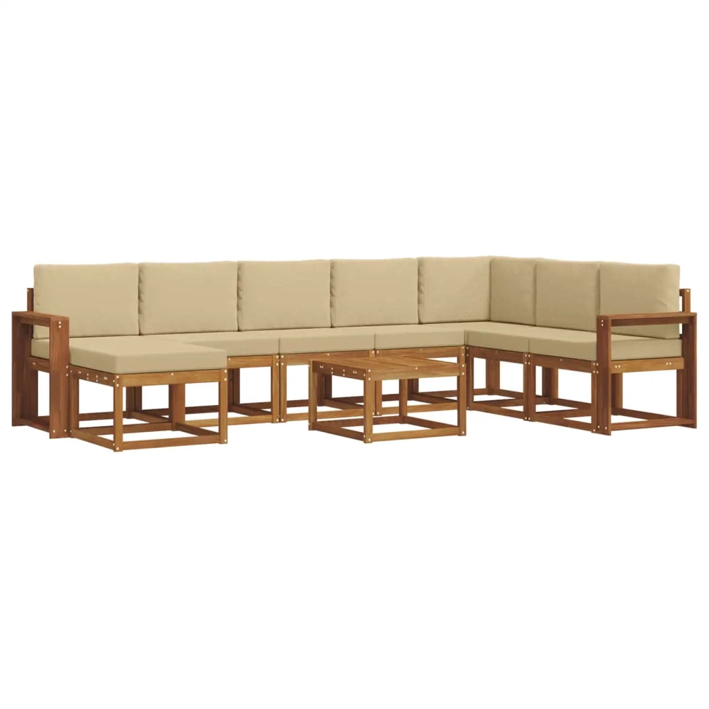 Set di divani da esterno con cuscino 9 pcs Naturale e Beige 3366856
