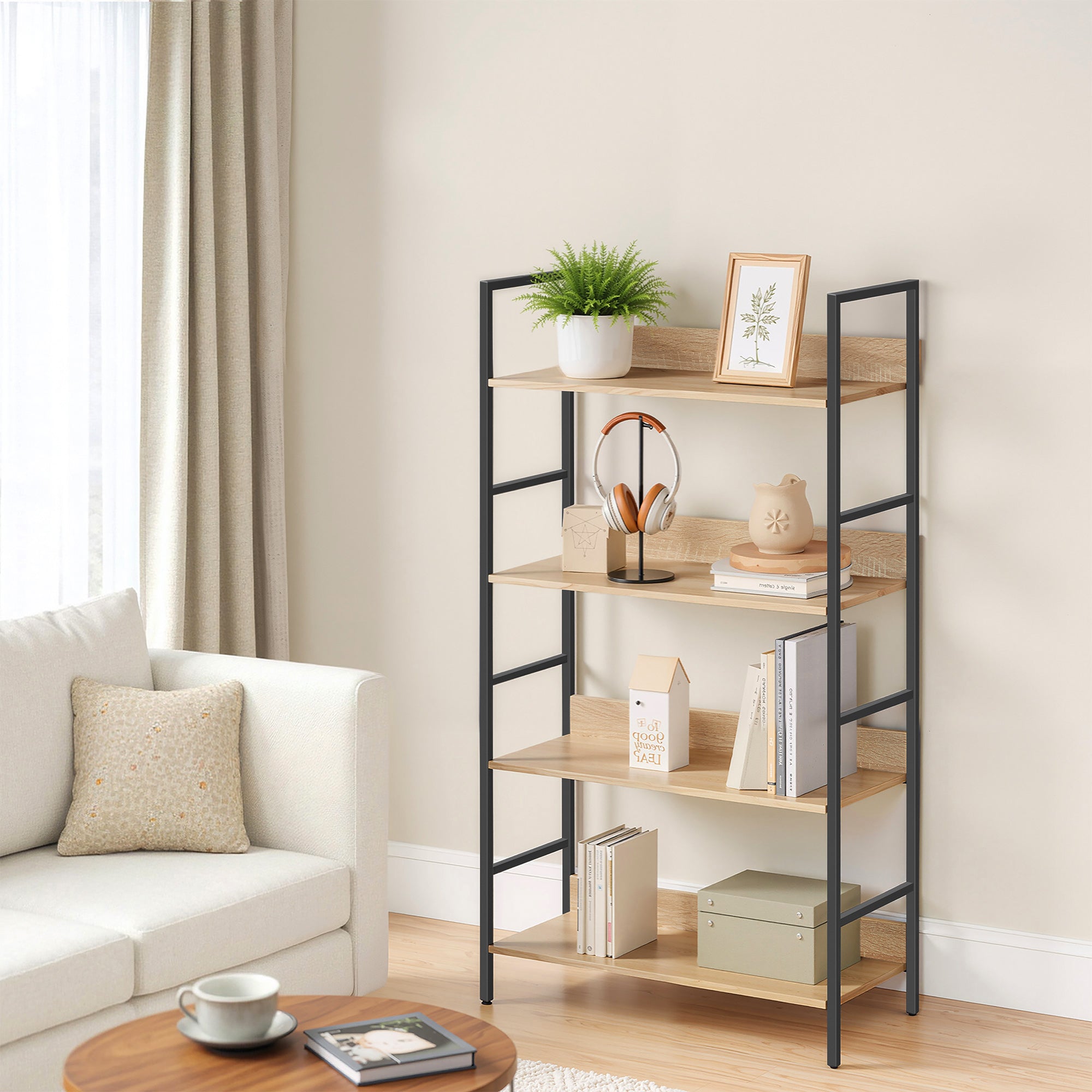 Libreria VALORA - Moderna 4 ripiani Sonoma Design LLS174B11