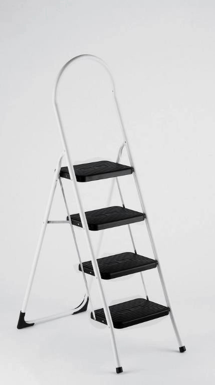Sgabello Scala in Acciaio Tappetini sui Gradini 150 Kg Sicuro 4 Gradini