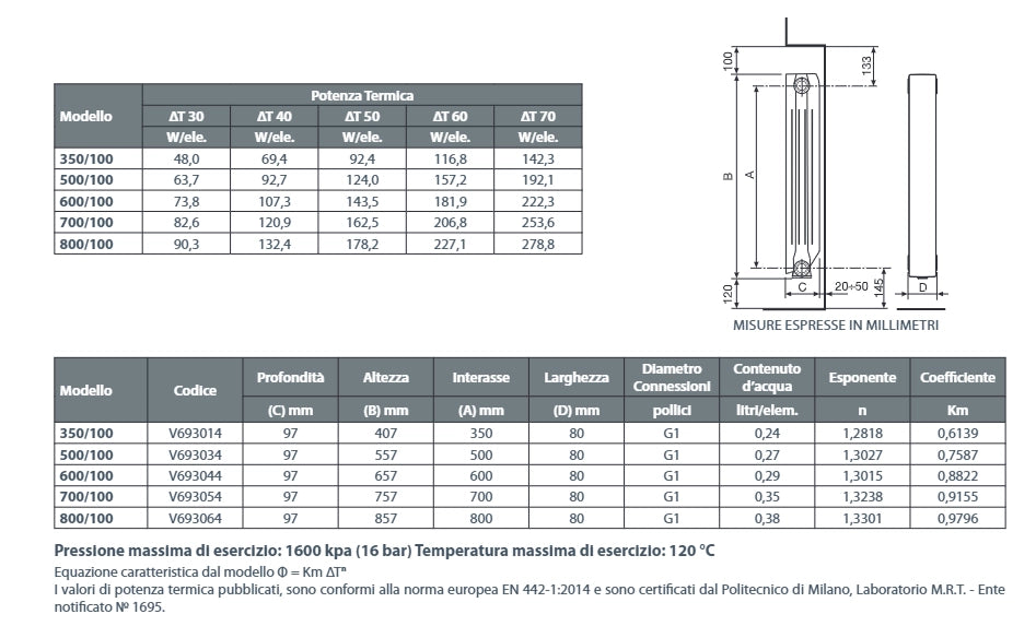 RADIATORE IN ALLUMINIO BLITZ SUPER B4 H500 Elementi  10