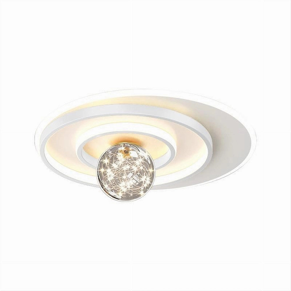 Trade Shop - Plafoniera Led 48w Cerchio Spirale Bianco Sfera Lampadario Tondo Luce Naturale 70753 -
