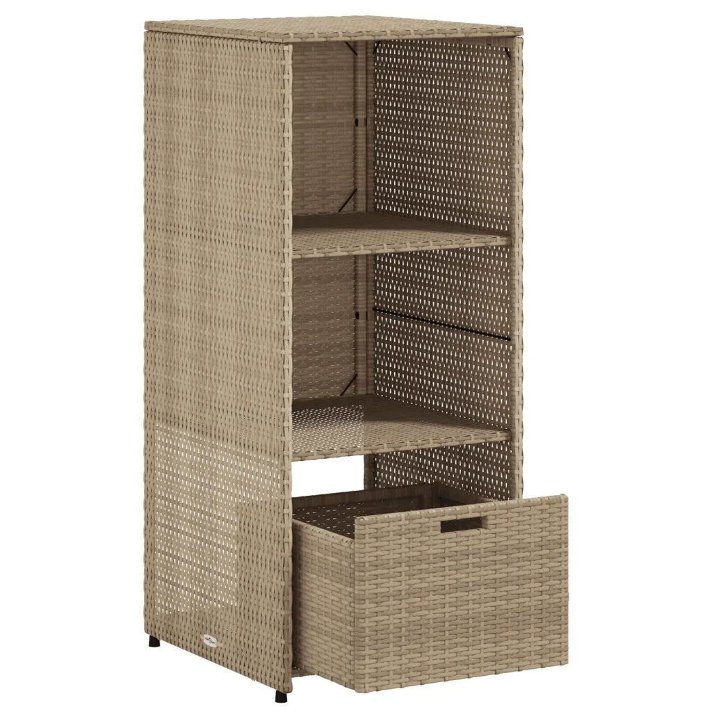 Mobile contenitore da giardino 50 x 55 x 115 cm robusto vano portaoggetti design moderno resina intrecciata beige 02_0047423