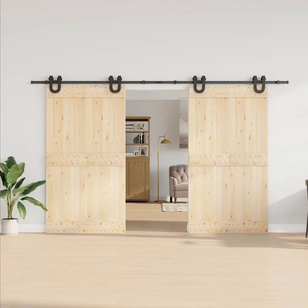 Kit di Binari per Porte Scorrevoli 366 cm Acciaio Nero 3295789