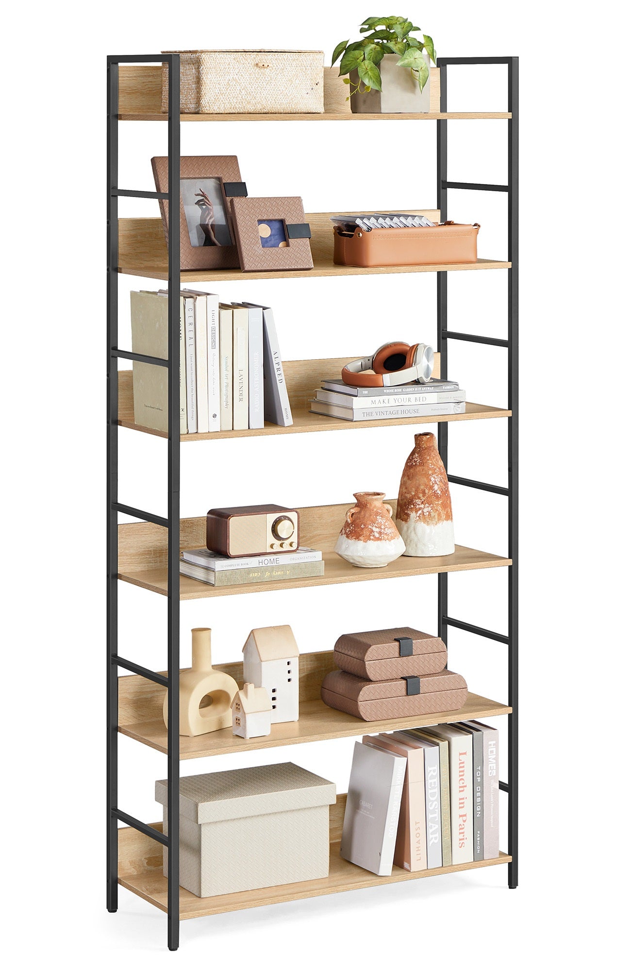 Libreria moderna VALORA a 6 ripiani - Sonoma - LLS176B11