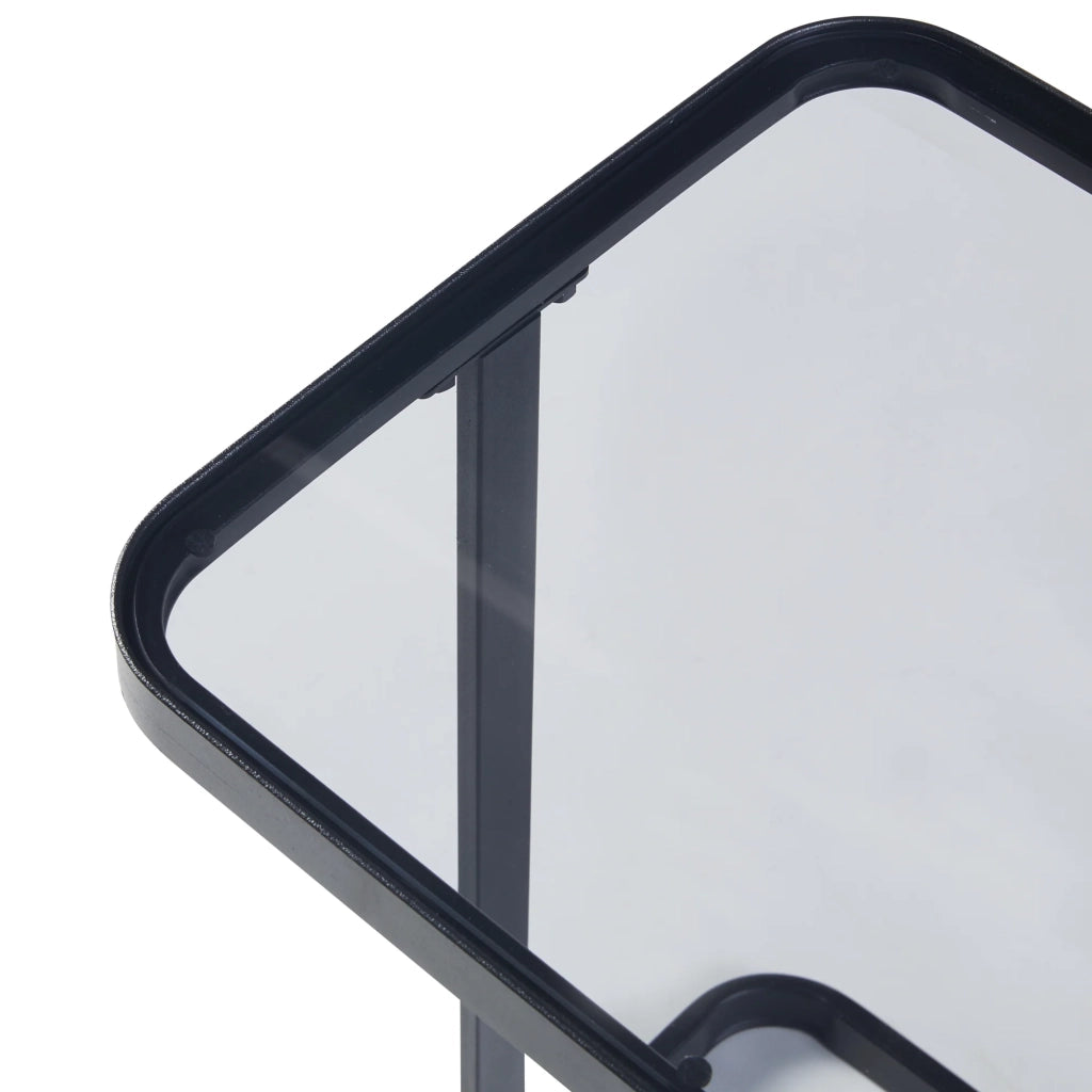 Set di 2 tavolini da caffè impilabili di diverse dimensioni vetro temperato da 4 mm metallo nero 03_0010601