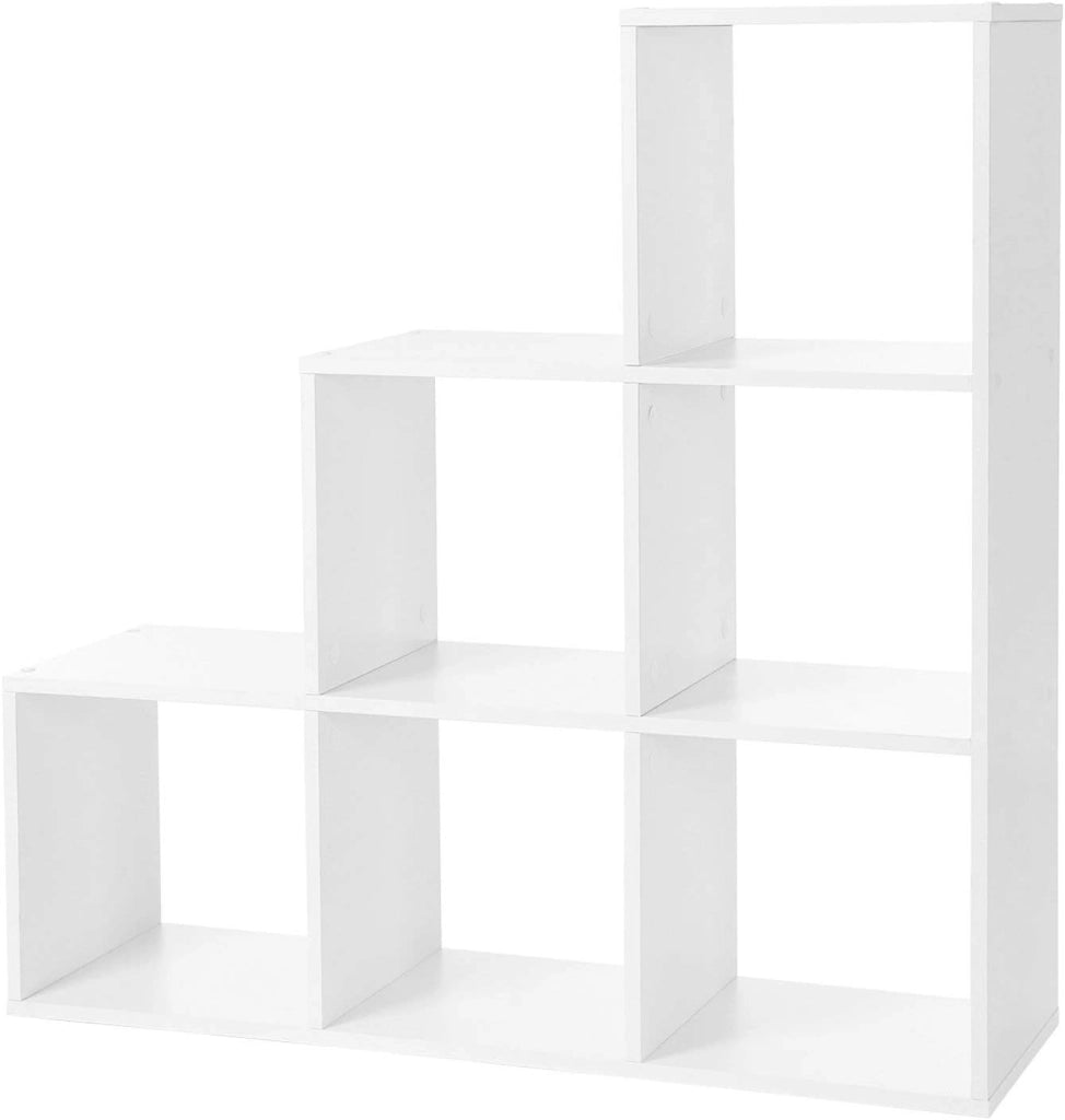 VASAGLE Libreria, Scaffale per scale, divisorio divisorio, armadio a 6 scomparti, per ufficio, soggiorno, camera da letto, bianco LBC63WT