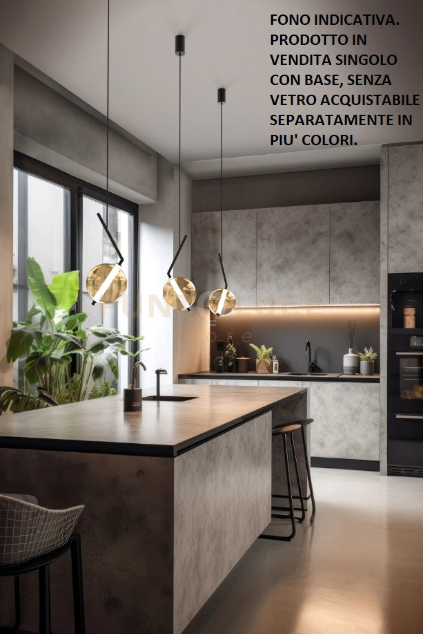LIU-S1 N Sospensione 1 luce led struttura nero opaco con base, senza vetri,  dimmerabile SDD 2800 - 5000 18W